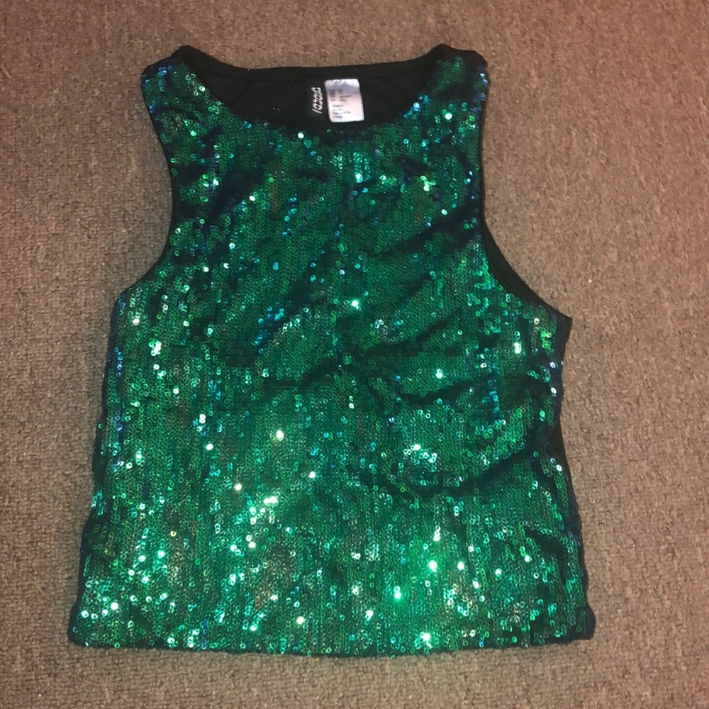 Divided sequin top